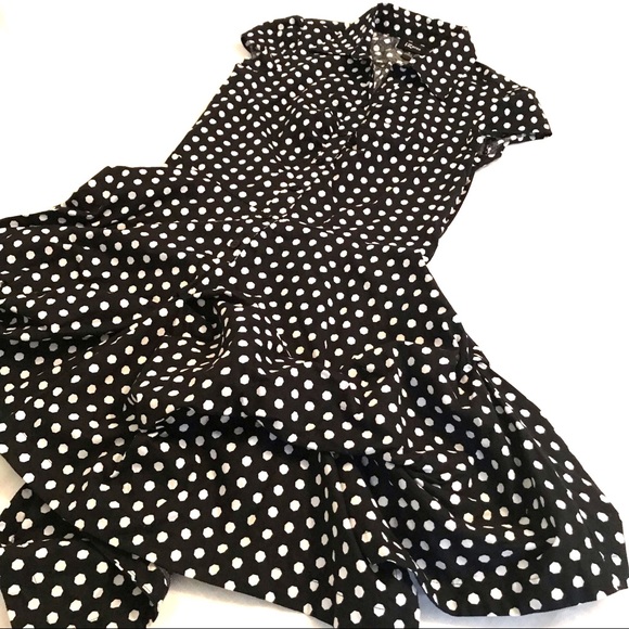 Black & White Polka Dot Pouf Bottom Layered Dress - Picture 2 of 5